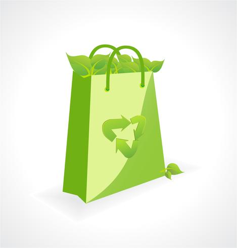 green bag with ecology symbol vector