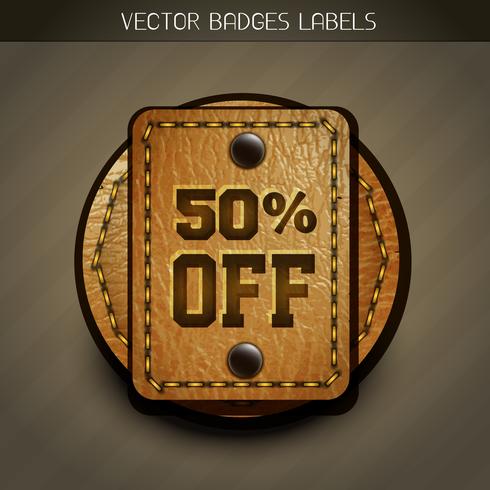 leather discount label vector