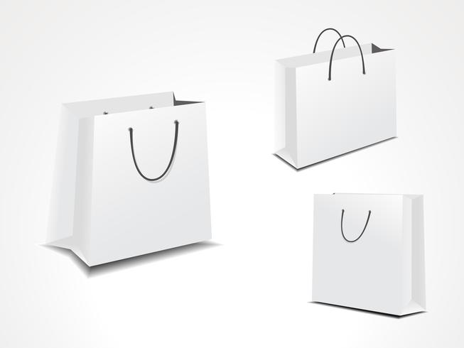 illustration set of three paper shopping bags. vector