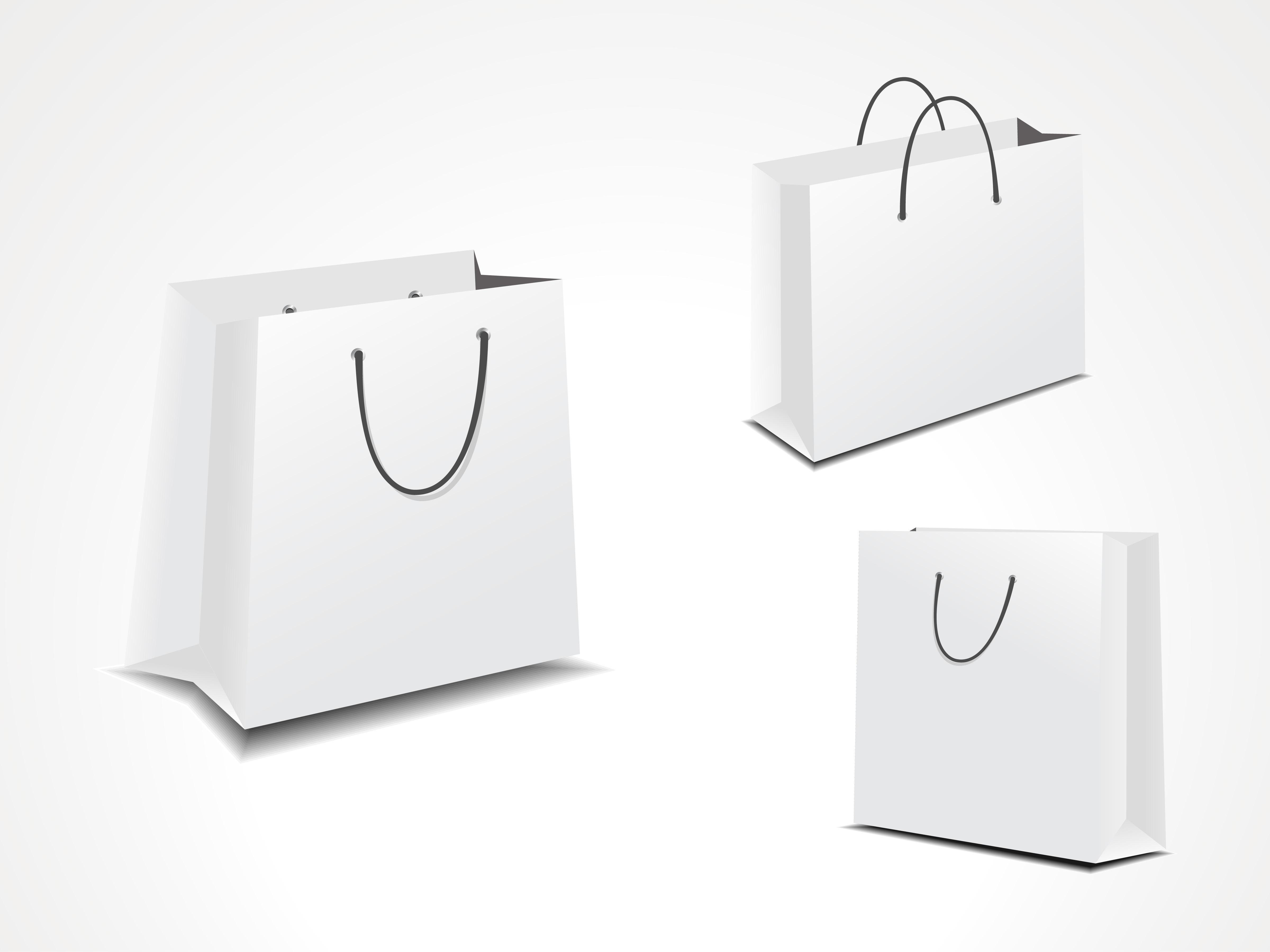 illustration set of three paper shopping bags. - Download Free Vectors, Clipart Graphics ...