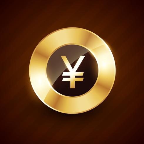 yen golden coin design with shiny effects vector