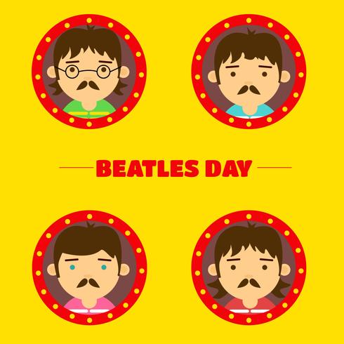 Cute Flat Beatles Character Background vector