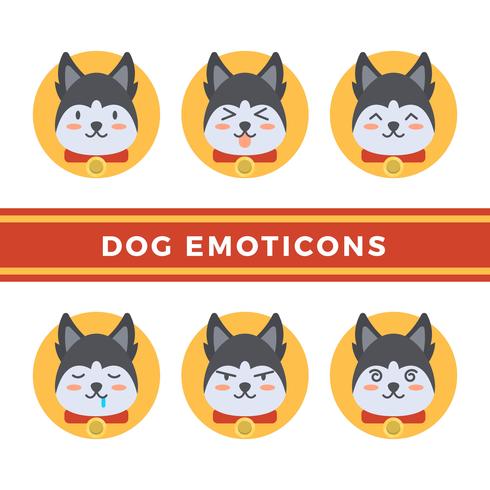 Flat Dog Emoticons Vector Collection 