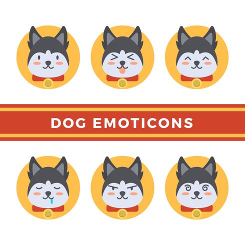 Flat Dog Emoticons Vector Collection 