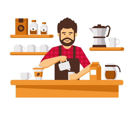 Cool Beard Barista Vector