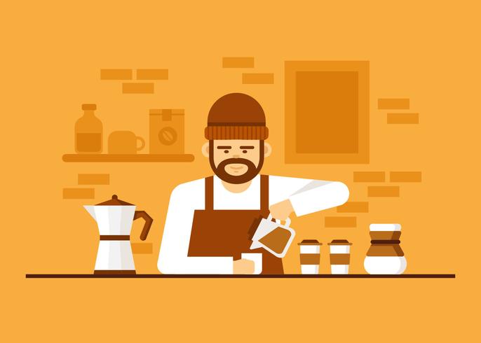 Cool Barista Vector  Illustration