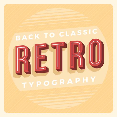 Tipografía retro plana con ilustración de Vector de fondo Vintage