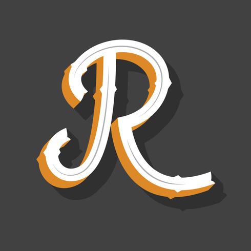 3D Retro Letter R Typography vector