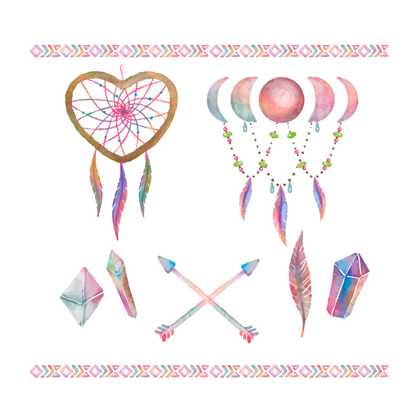 Download Watercolor Boho Elements Set - Download Free Vectors ...