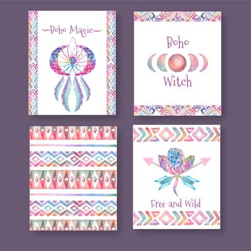 Colección de tarjetas de Boho con cotizaciones vector