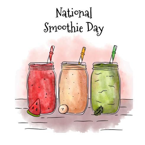 Smoothie Set Background To Natonal Smoothie Day vector