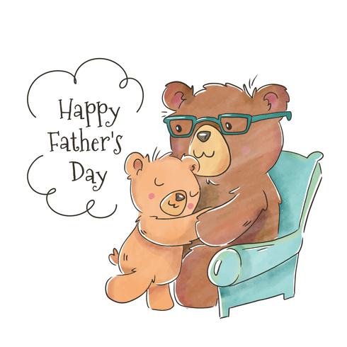 Cute Bear Dad With Son To Father's Day vector