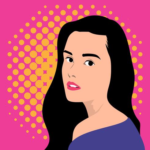 Pop Art Female Face en la ilustración de fondo retro cómico vector