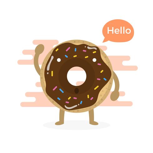 Carácter plano lindo Donuts con fondo moderno de la nube vector