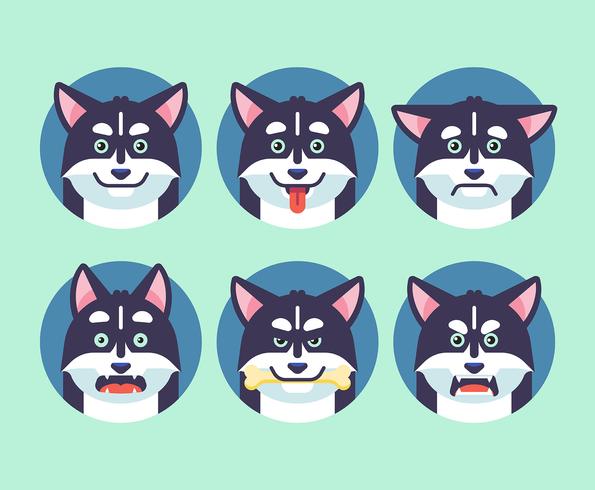 Perro emociones Vector Set