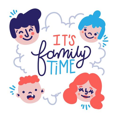 Cute And Colorful Family Characters With Hand Lettering Download Free Vectors Clipart Graphics Vector Art