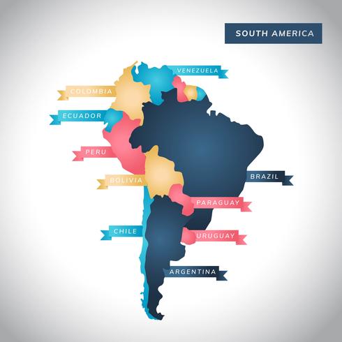 Mapa moderno de América del Sur vector