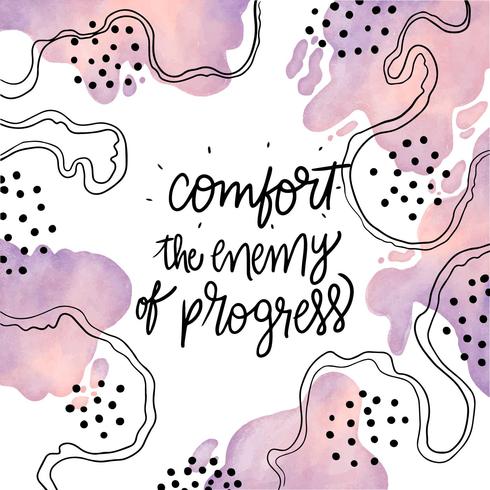 Cute Pink Watercolor Abstract Shapes Background With Quote vector