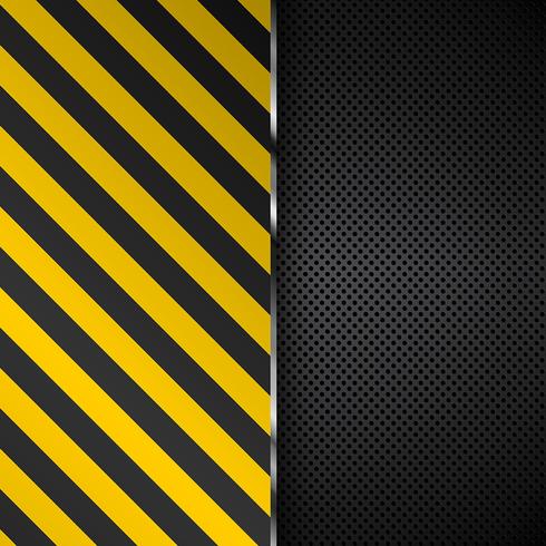 Metallic background with yellow and black stripes vector