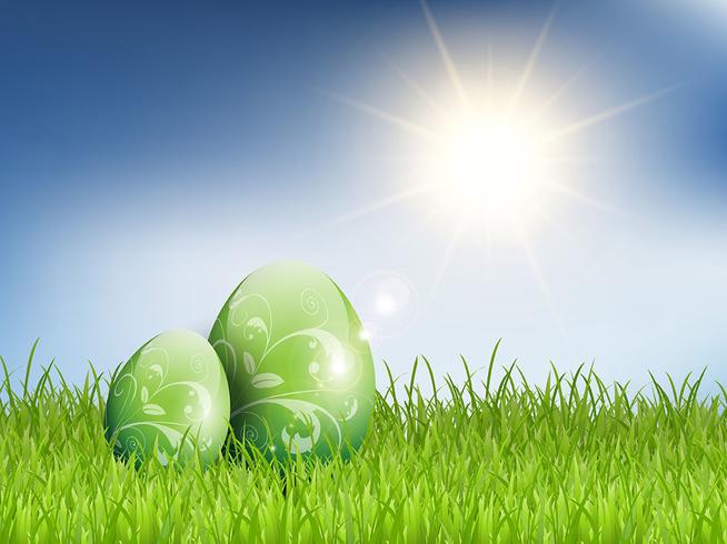 Easter eggs in grass vector