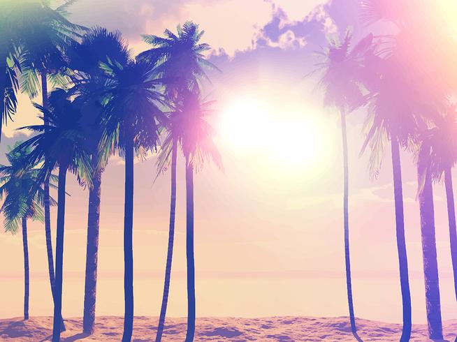 Summer retro palm trees  vector