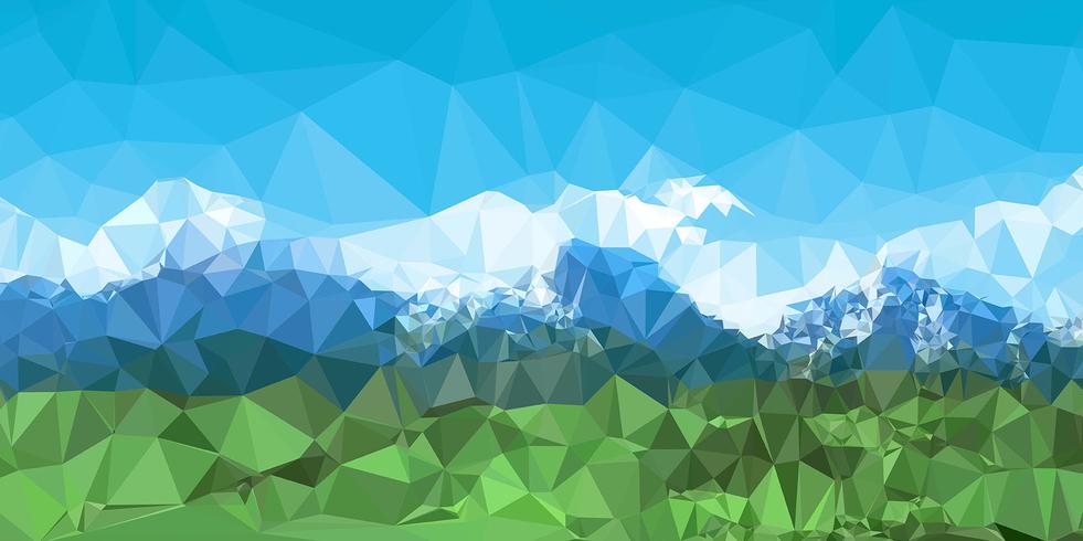 Mountain landscape background with low poly design vector