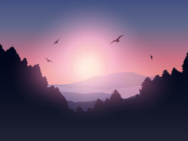 Mountain and trees landscape vector