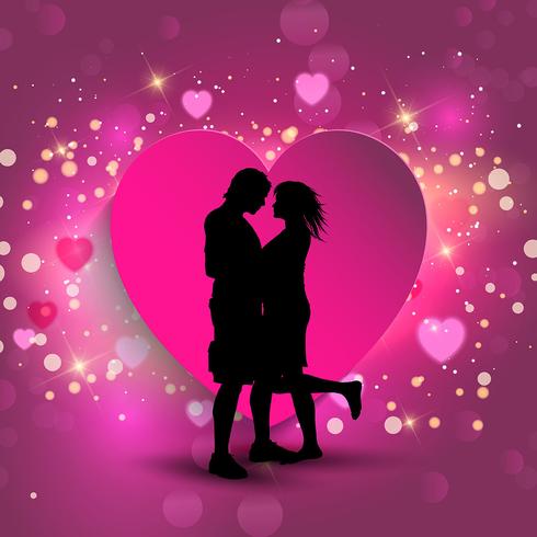 Couple on a heart background vector