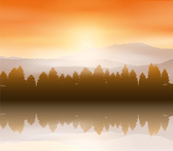 Forest landscape background vector