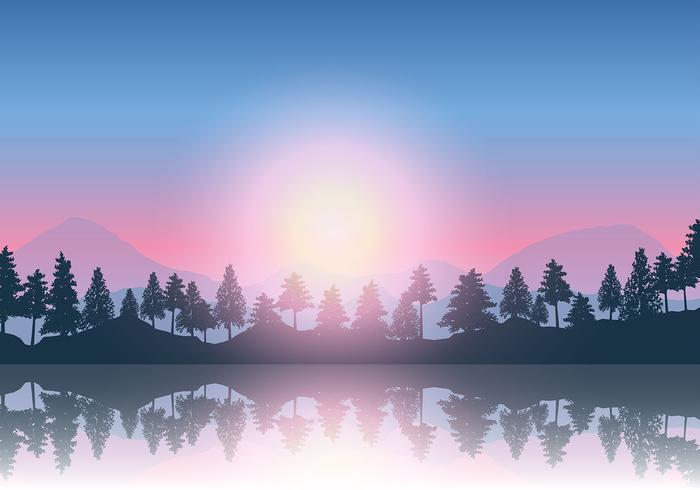 Mountain and trees landscape vector