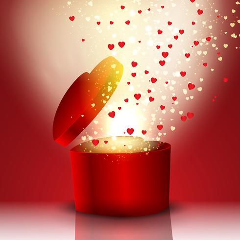 Exploding heart shaped gift box vector