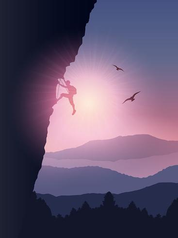 Rock climber background vector