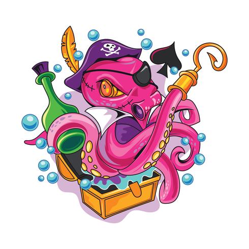 pulpo pirata de nuevos tatuajes skool vector