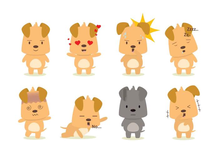 Various Dog Emotions Set Vector