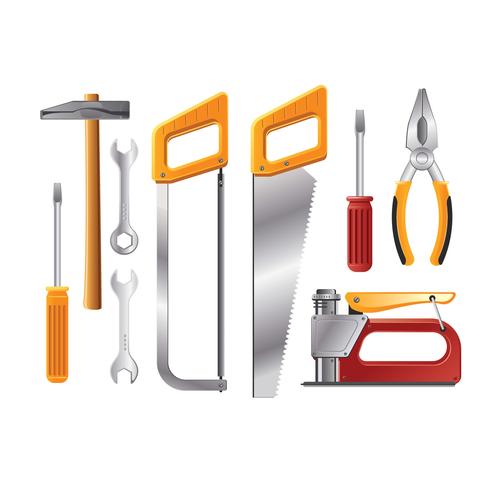 Realistic Illustration Workshop Tools vector