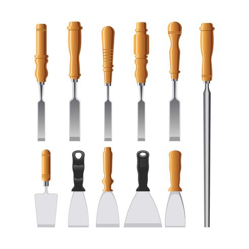 Realistic Tools Illustration Set of chisels  for Woodworking vector