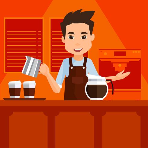 Cartoon Barista Vector