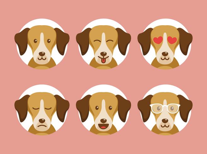 Dog Emotions with circle background vector