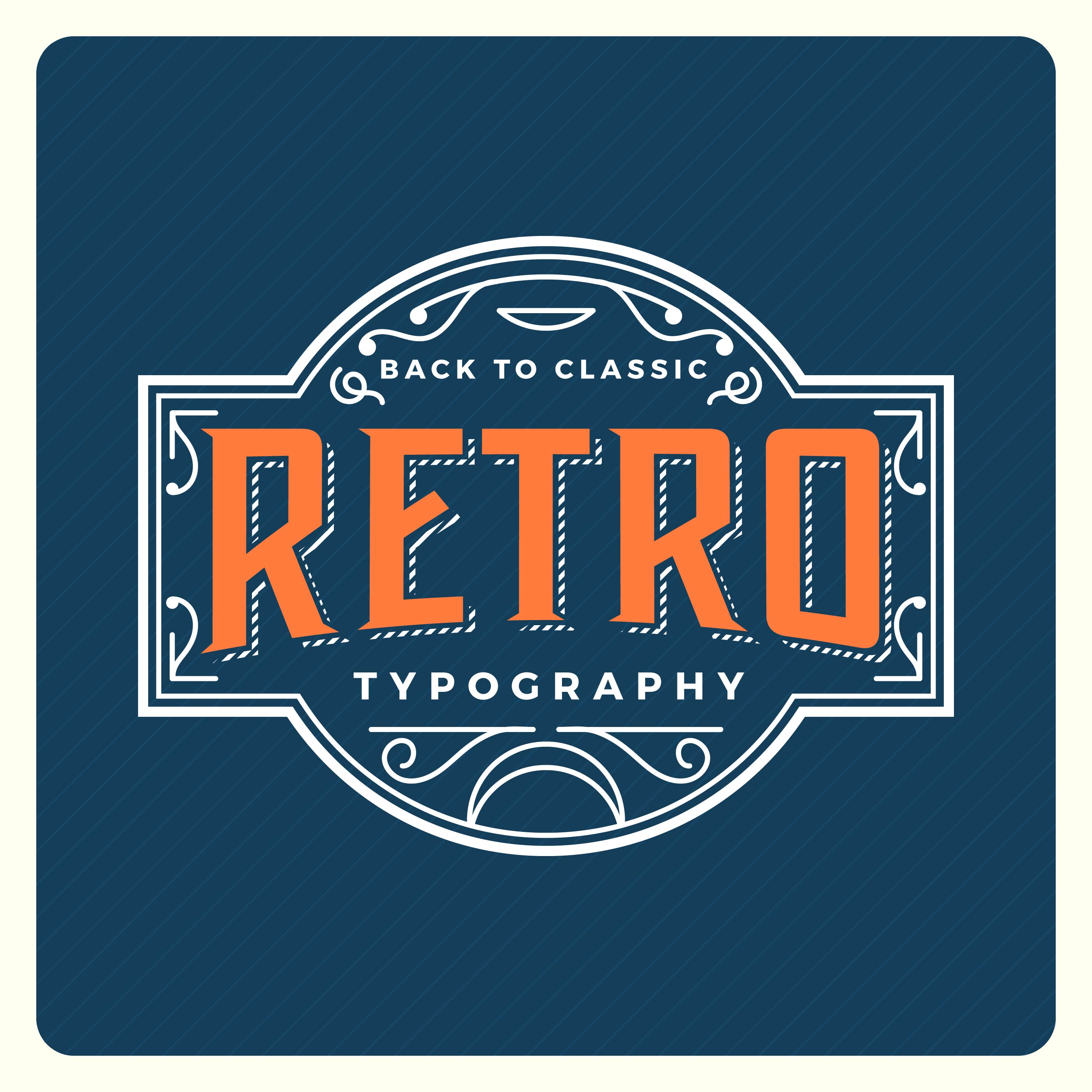 Flat Retro Typography With Vintage Background Vector Illustration