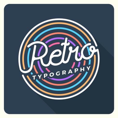 Tipografía retro plana con ilustración de Vector de fondo Vintage