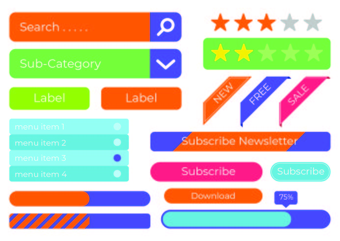 Wireframe Elements, Web buttons vector