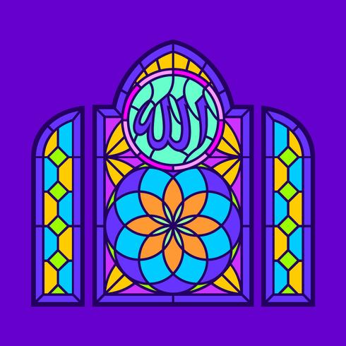 Allah Stained Glass Window Vector