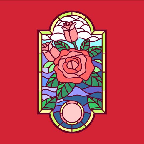 Rose Stained Glass Window Vector