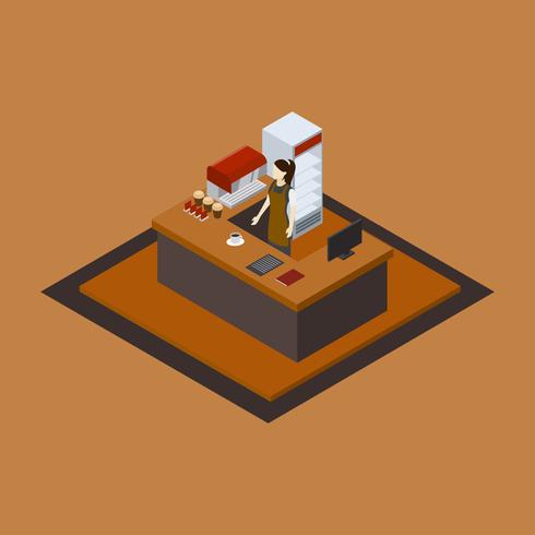 Barista Isometric Vector