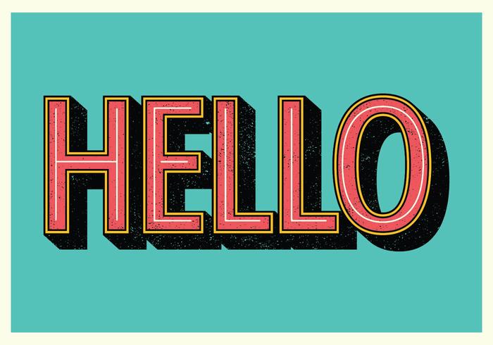 hola tipografía retro vector