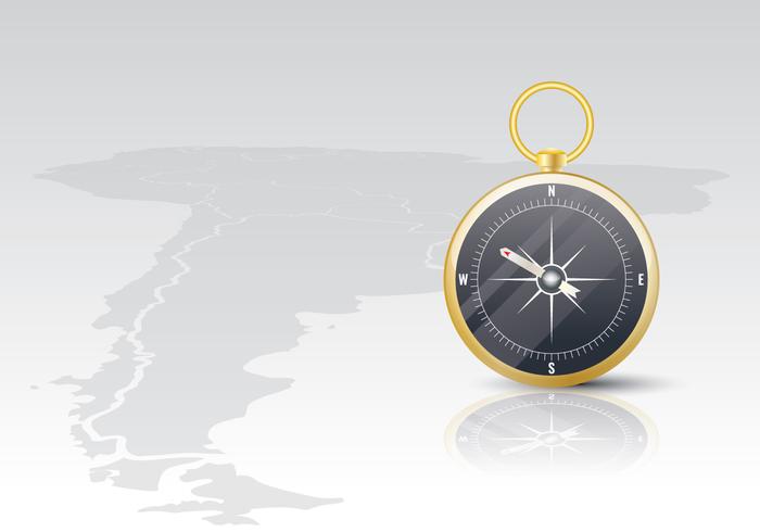 Realistic Compass On South America Map vector