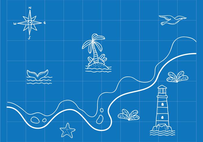 Hand Drawn Nautical Map vector