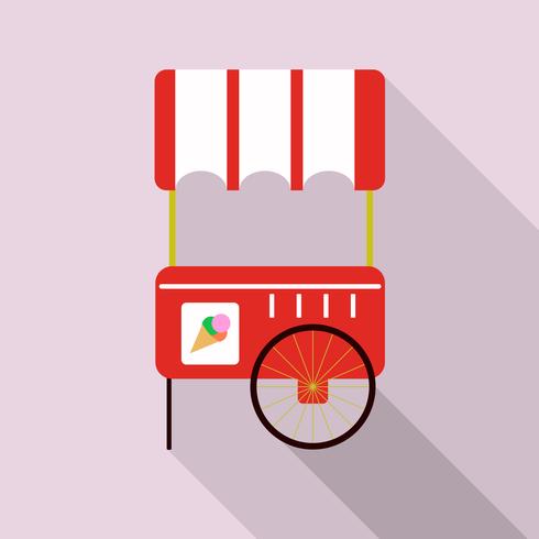 Ilustración del carro del helado aislado en fondo rosado. vector