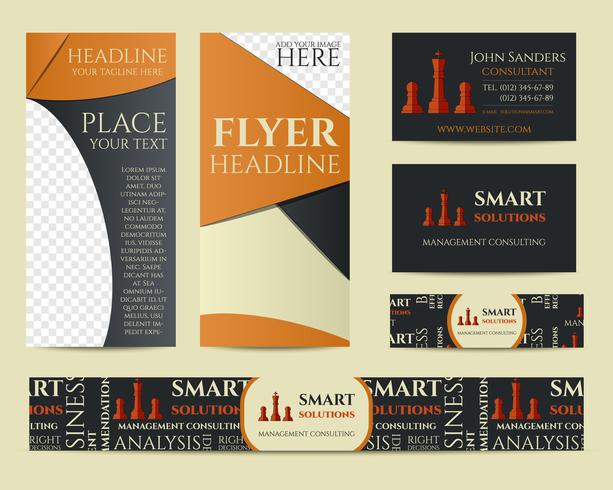 Smart solutions business branding identity set. Flyer, brochure, business card. Best for management consulting company etc. Unique geometric design. Vector - Download Free Vector Art, Stock Graphics & Images