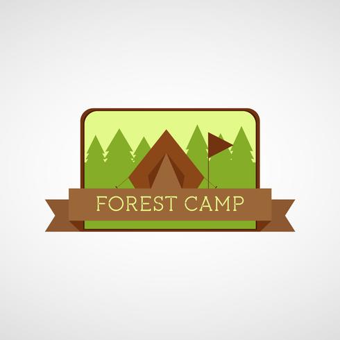 Logotipo del Camping Forest. Desierto de aventura insignia diseño gráfico emblema. vector